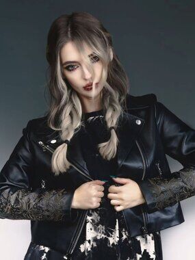 DISTURBIA Vervain Embroidered Faux Leather Jacket size